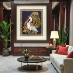 Royal Peacock Tanjore Painting with Gold Foil - Image 7