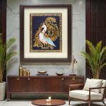 Royal Peacock Tanjore Painting with Gold Foil - Image 6