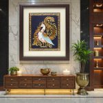 Royal Peacock Tanjore Painting with Gold Foil - Image 5