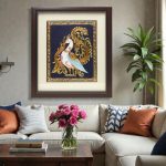 Royal Peacock Tanjore Painting with Gold Foil - Image 4