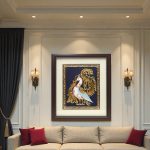 Royal Peacock Tanjore Painting with Gold Foil - Image 2