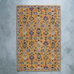 Mustard Floral Hand Tufted Wool Rug